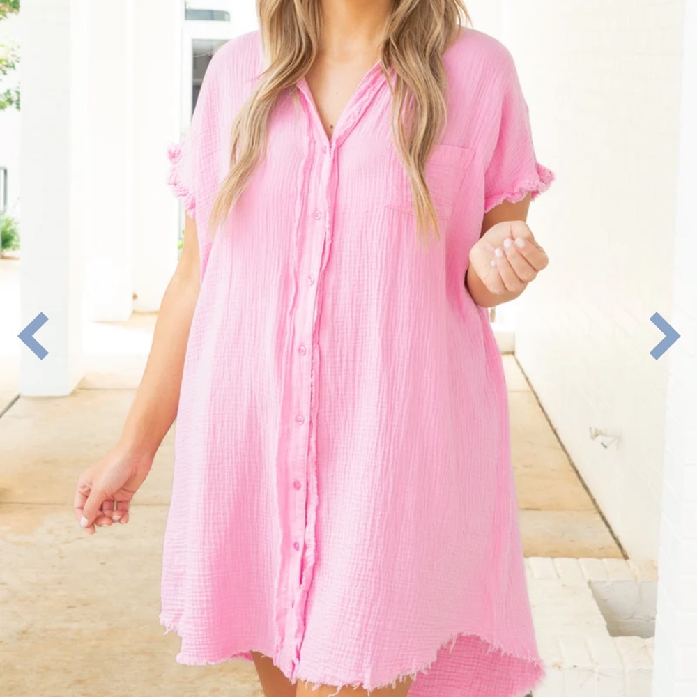 PINK SHIRT DRESS